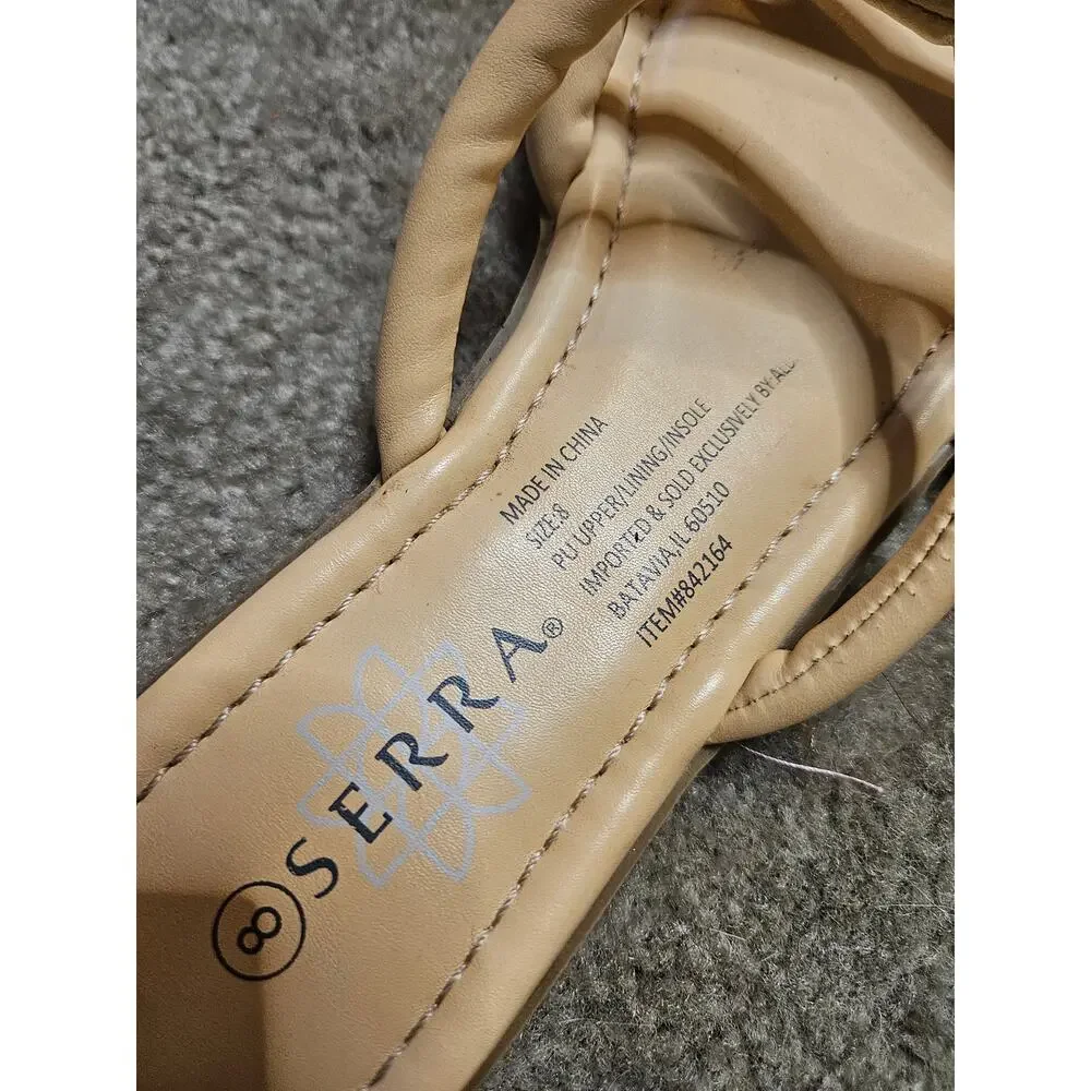 Serra Size 8 Plush Beige Flats Criss Cross Top Shoes